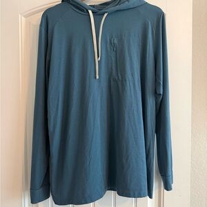 Men's Casual Teal Hoodie Long Sleeve Shirt